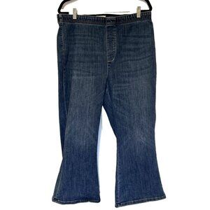 Pilcro by Anthropologie Womens‎ Pull On Jeans XL Blue Elastic Waist Crop Flare